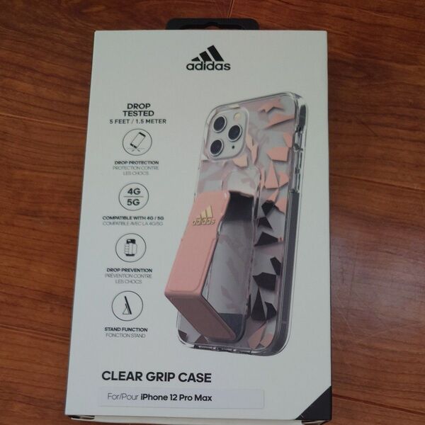 【新品・正規品】adidas クリア グリップケース(ピンク)iPhone 12 Pro Max用