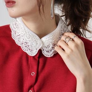 【未使用】je crois soi レース刺繍&ビジュー 付け衿 付け襟 つけえり ビーズ 刺繍 ホワイト