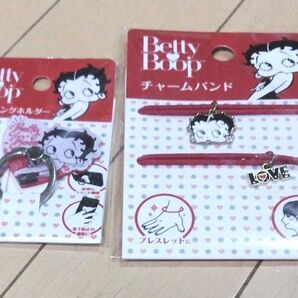 2個セット Betty Boop スマホリングホルダー&チャームバンド 未使用