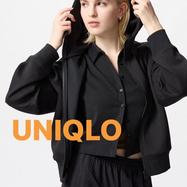 新品 UNIQLO ユニクロ ドライスウェットフルジップパーカ 黒 L