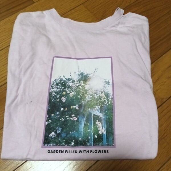GU フォトプリントTシャツ オープンショルダー 150