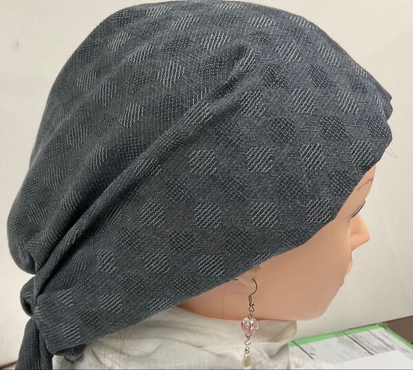ハンドメイド医療用帽子ケア帽子三角巾(コットンリネンジャガード生地)