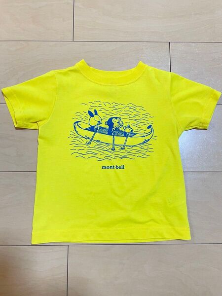 mont-bell キッズ Tシャツ 100 イエロー モンベル 半袖tシャツ 動物キャラクター