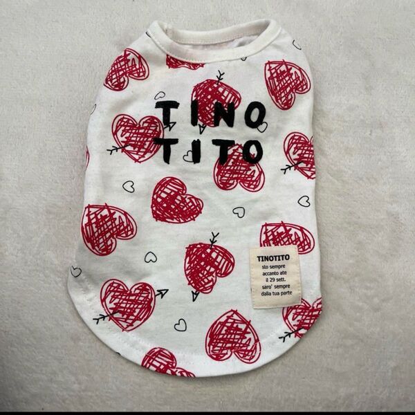 ペットウェア 小型犬用 TINOTITO ハート柄 Tシャツ Sサイズ