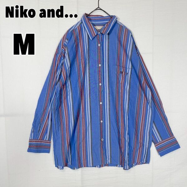 Niko and… ニコアンド コットン マルチストライプワイドシャツ