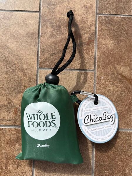 新品未使用 Whole Foods Market フック付き折りたたみエコバッグ ダークグリーン