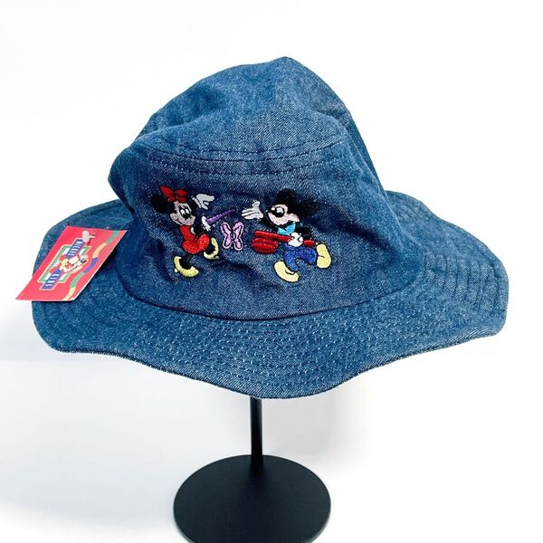 新品 未使用品 ディズニー Disney デニムハット 帽子 ハット ミッキー ミニー 子供 レトロ
