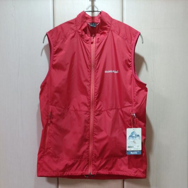 新品タグ付 モンベル ウインドブラストベスト Women’s Lサイズ サンライズレッド