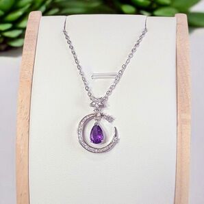 2月誕生石【高品質】アメジストペンダント(s925)45~50cm