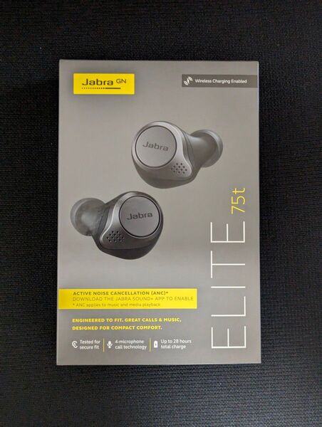 Jabra ワイヤレス充電対応 完全ワイヤレスイヤホン Elite 75t チタニウムブラック Spinfit スピンフィット