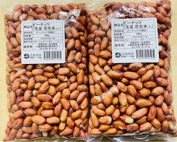 生落花生 花生 花生米 ピーナッツ 大粒 500g x 2袋 セット