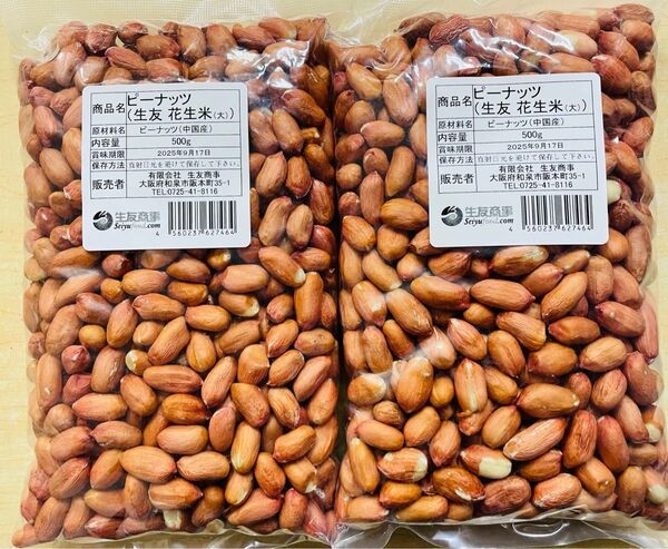 生落花生 花生 花生米 ピーナッツ 大粒 500g x 2袋 セット