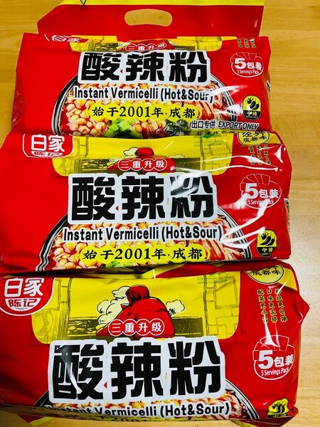 白家陳記酸辣粉 酸辣粉 四川特色味インスタント酸辣春雨 3パック(15食入)