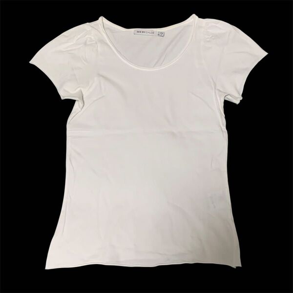 SEE BY CHLOE シーバイクロエ パフスリーブ半袖Tシャツ38 ホワイト