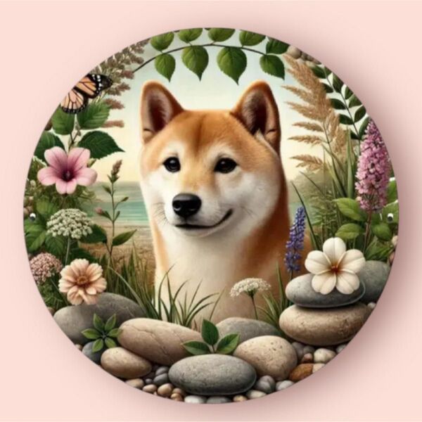 新品 柴犬 看板 壁掛け 犬雑貨 犬モチーフ 犬柄 犬グッズ 花 ムスカリ