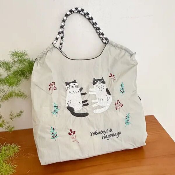 新品 バッグ 猫 猫柄 刺繍 猫雑貨 猫グッズ エコバッグ お出掛けバッグ
