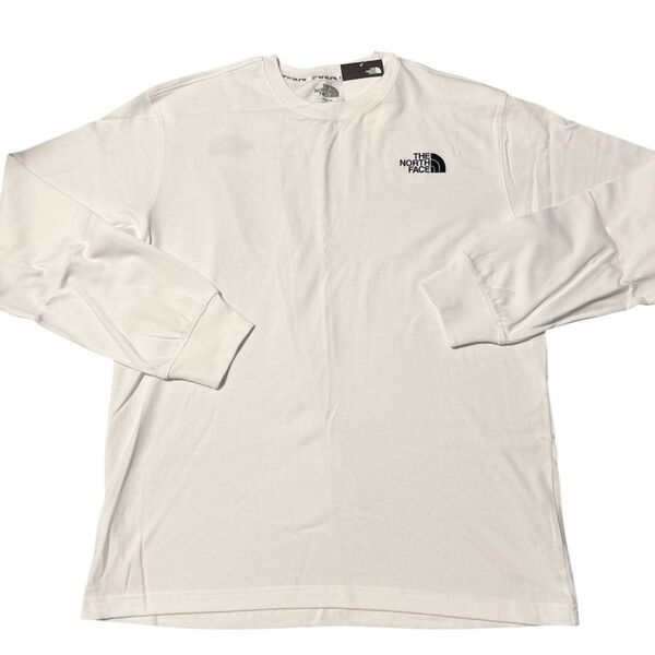 THE NORTH FACE ノースフェイス 長袖Tシャツ ロンT メンズ コットン 刺繍ロゴ 丸首 ホワイト オーバーサイズ