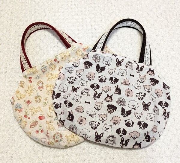 犬柄 ミニトートバッグ ハンドメイド 2個セット SALE①