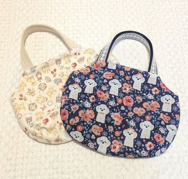 犬柄 ミニトートバッグ ハンドメイド 2個セット SALE②
