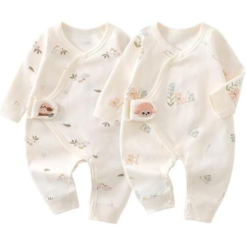 ベビー服 3-6月(66cm) かわいい 新生児服 2枚セット 前開きタイプ 綿100% 長袖カバーオール 男の子 女の子 赤ちゃ