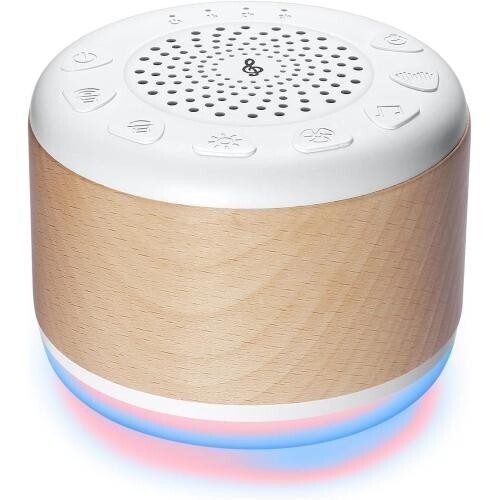 木製ホワイトノイズマシン 赤ちゃん 寝かしつけ 20種癒し音 ドリームスイッチ RGBライト円筒 タイマー機能 安眠