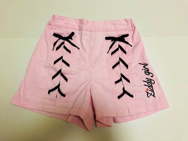 美品 Ziddy ジディー 編み上げ スカート パンツ 140 ピンク 黒 リボン ボトムス スカパン 中学生 小学生 145