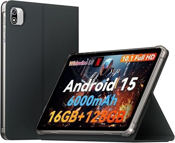 Android15 タブレット 10インチWi-Fi6000mAh 8GB 128GB 8コア 専用ケース付