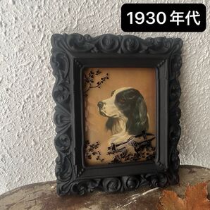 1930年代 usa製 シルエットアート コンベックスグラス リトグラフ コレクダブルアイテム アンティーク