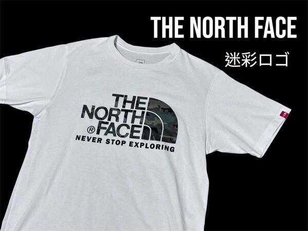 【人気】ノースフェイス Tシャツ 迷彩ロゴ Lサイズ THE NORTH FACE 半袖Tシャツ