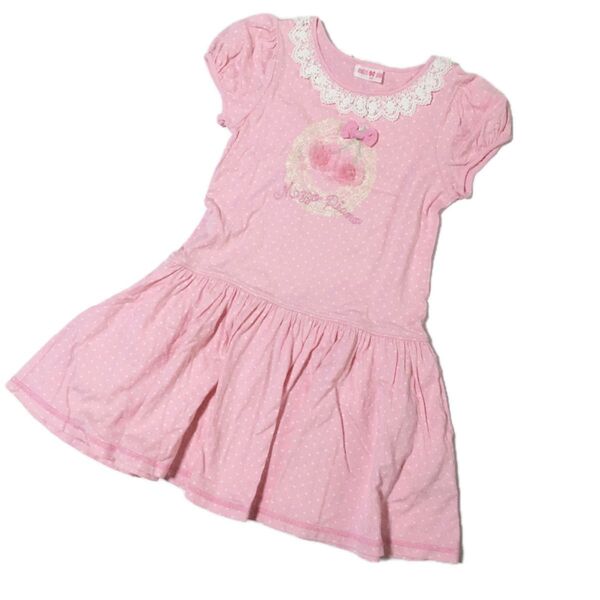 ワンピース 女児 キッズ mezzo piano メゾピアノ 140 さくらんぼ 半袖 半袖ワンピース 子供服 レース
