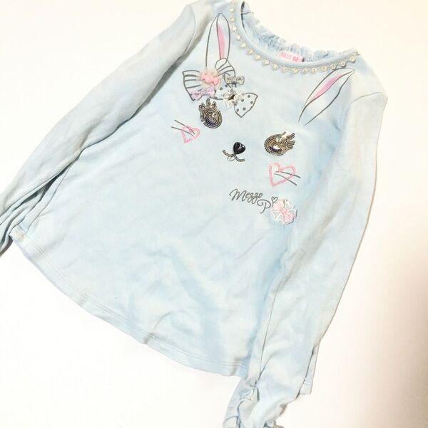 mezzo piano メゾピアノ ウサギ キラキラ 長袖 Tシャツ トップス 130