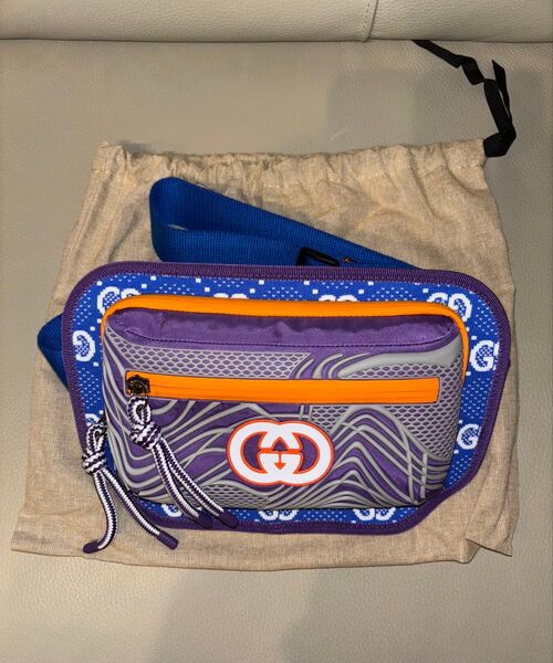 GUCCI GGナイロン ラバー ベルトバッグ パープル系 新品未使用