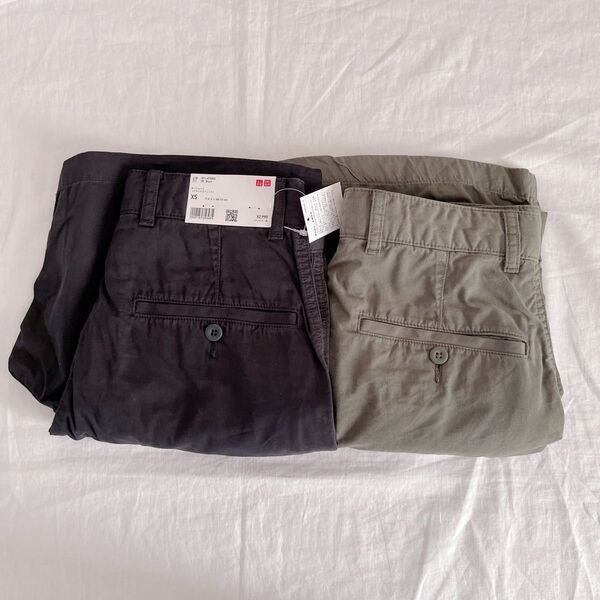 ユニクロ チノショーツ リラックスフィット XS 2点セット 黒 カーキ UNIQLO ハーフパンツ