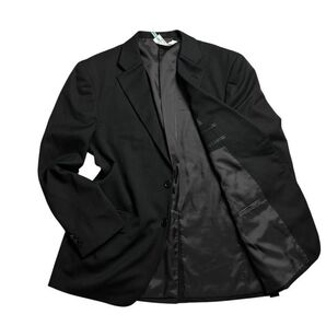 【3L】極美品 トップバリュ テーラードジャケット ブレザー 総裏 センターベント 仮切羽 2B ストライプ 通年 黒 ブラック B1041