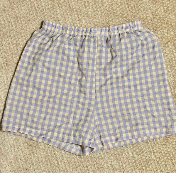 ショートパンツ ギンガムチェック パープルとピンク