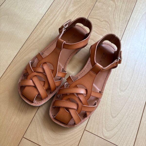 ZARAkids ザラキッズ 革 レザー ブラウン サンダル 31 19.5㎝
