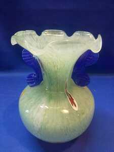 イタリア　ベネチアングラス　ムラノ　ムラーノガラス　ヴェネチアンガラス　フラワーベース　　花瓶　美品
