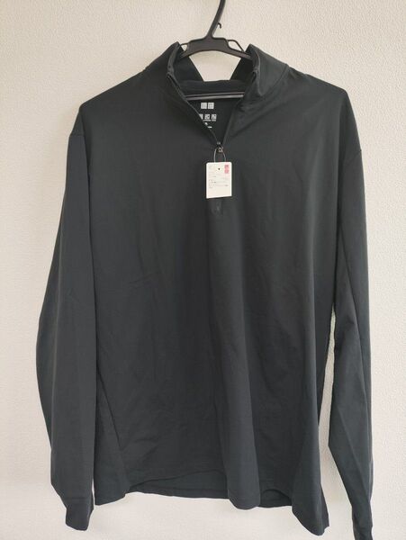 UNIQLO ユニクロ ドライEXUVカットハーフジップTシャツ XLサイズ ブラック 黒 長袖