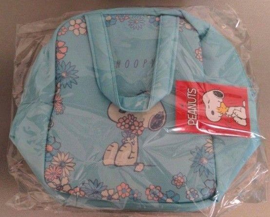 スヌーピー マチ付き 保冷保温 ランチバッグ ミント色