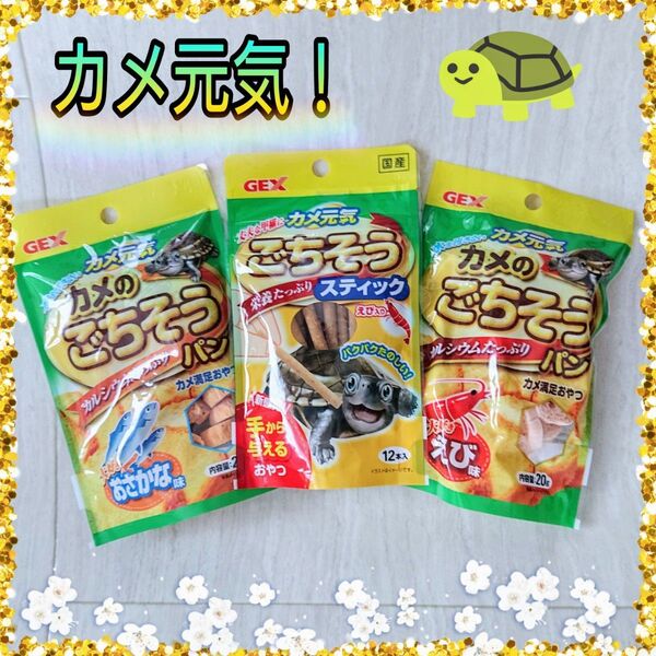 GEX~ジェックス/カメ元気『カメのごちそうパン&ごちそうスティック』3袋セット