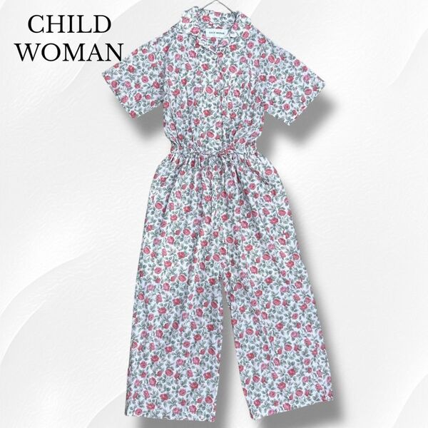 CHILD WOMAN チャイルドウーマン リバティ バラとつぼみ ジャンプスーツ オールインワン 花柄 つなぎ