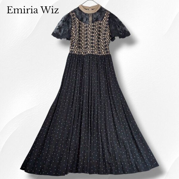 EmiriaWiz エミリアウィズ ロングワンピース ドッキング ドット 水玉 レース ドレス オケージョン