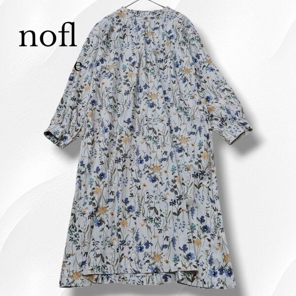 nofl natural organic fashion life ノフル シャツワンピース 長袖 オーガニックコットン 花柄