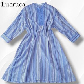 24年モデル Lucruca ルクルカ シャツワンピース ロングワンピース コットン 綿 ストライプ センソユニコ Aライン