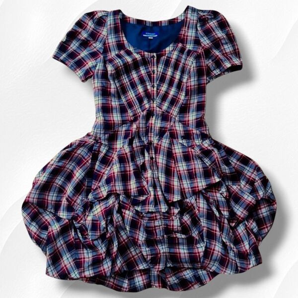 BURBERRY LONDON BLUELABEL バーバリーブルーレーベル シャツワンピース フリル バルーン チェック