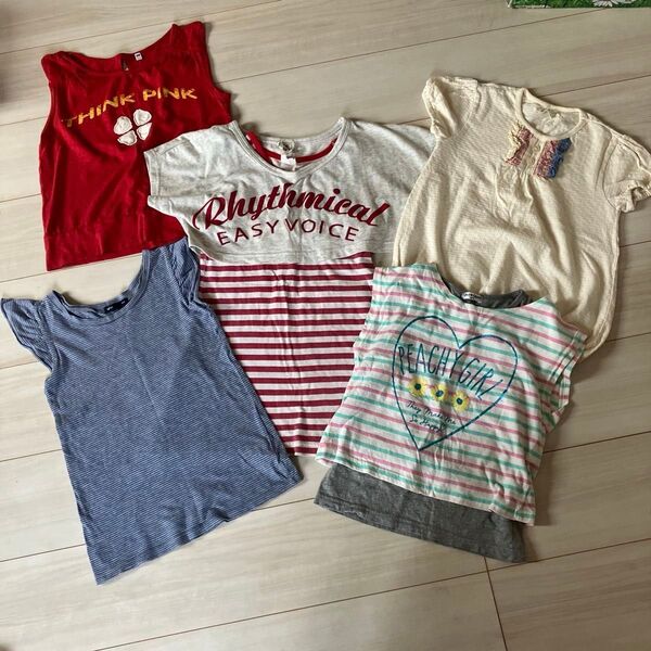 120 夏服トップス Tシャツ 5枚セット 半袖Tシャツ まとめ売り チュニック ワンピース