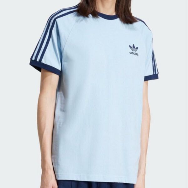 adidas 3ストライプTシャツ ライトブルー