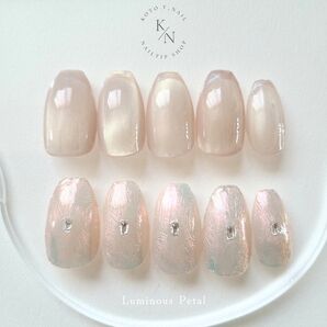 No.123 ネイルチップ ニュアンスネイル ウェディング ブライダル 結婚式 卒業式 成人式 振袖 うるうる マグネット 夏