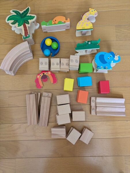 イマジナリウム 木製 カラフルボールころがし つみきセット 知育玩具 ブロック