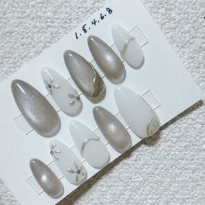 【現品】シンプルマグネットネイル ミラーネイル ホワイトネイル